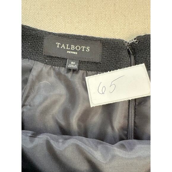 Talbots Petites Pencil Black Wool Blend Skirt Boucle Textured Career Women's 8 - Picture 6 of 7
